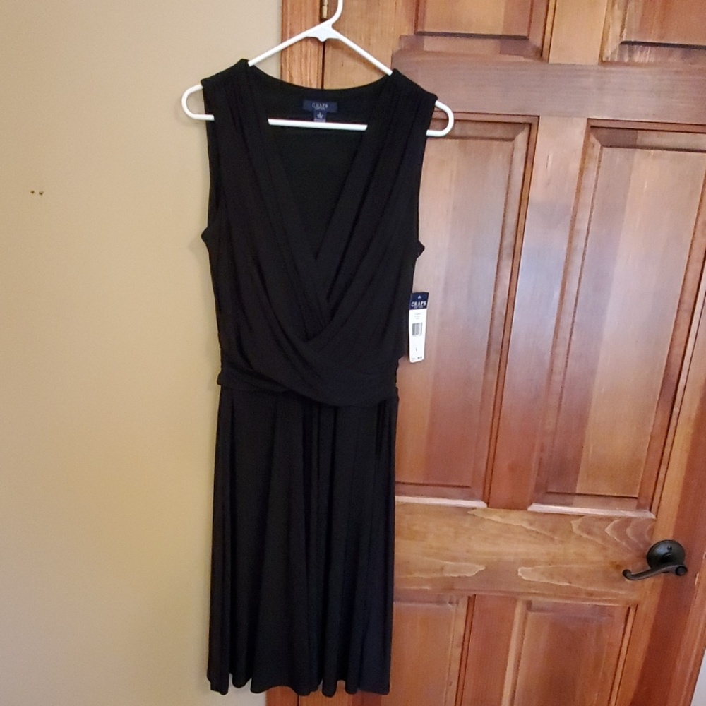Elegant, black Chaps dress, NWT, size Large